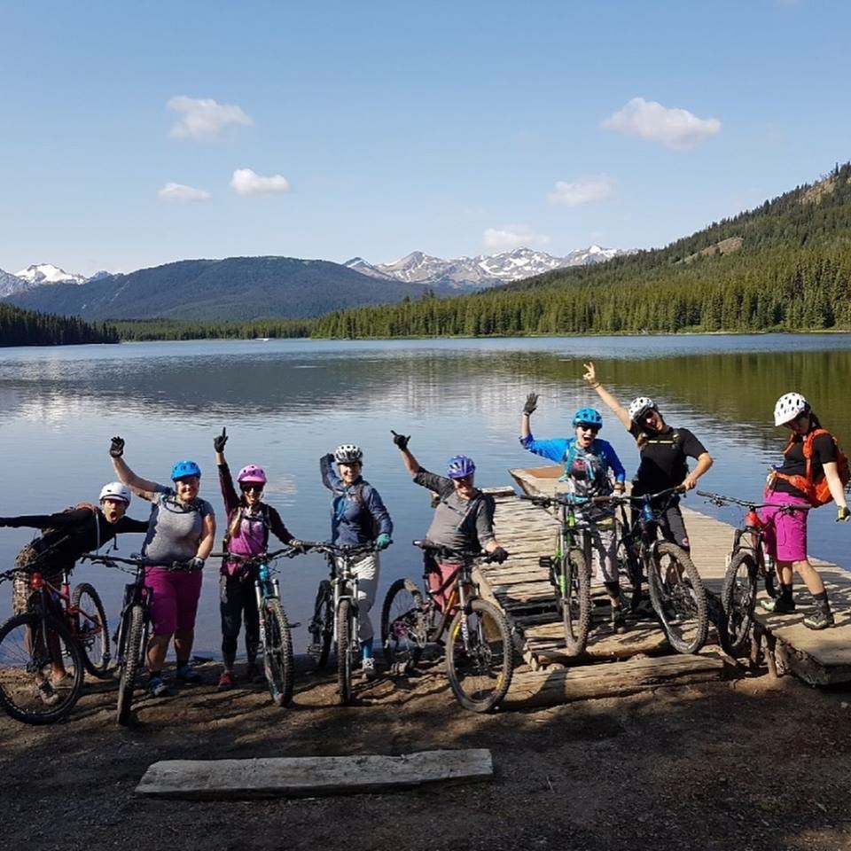 Women's mountain bike camp in the Chilcotins at Spruce lake