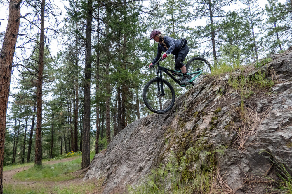 Kelowna mountain bike coaching for women on rock roll